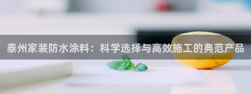 和记官网登录：泰州家装防水涂料：科学选择与高效施工的典范产品